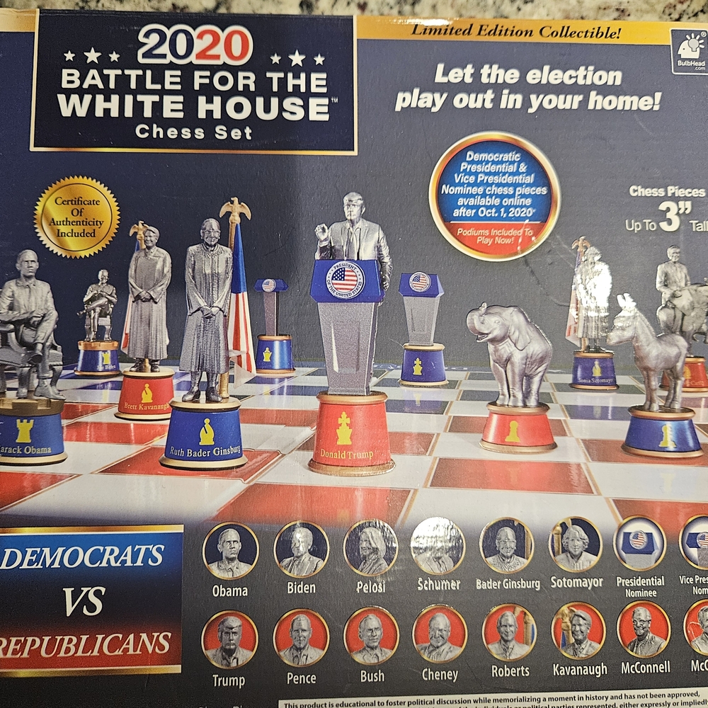 2020 Battle for the White House Chess Set - Silver and Blue